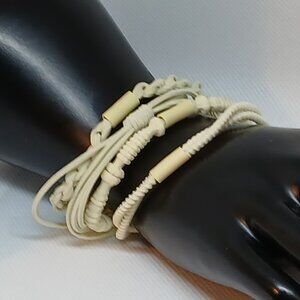 NWOT Set of 4 Cream Adjustable Braided String Bracelets Jewelry Accessories #12